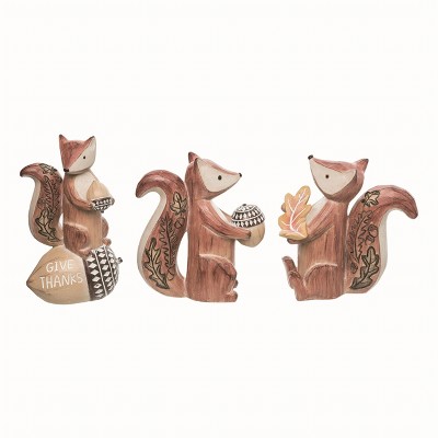 Transpac Resin Multicolor Harvest Elegant Fox Figurines Set of 3