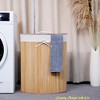 58l Laundry Hamper w/ Lid, Bamboo Launry Basket w/ Handles w/ Removable 3-Section Liner, Foldable Storage Basket - 3 of 4