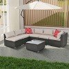 ELJGET Outdoor Patio Furniture Set, 7 Pieces PE Wicker Modular Sofa with Cushion and Glass Table - 3 of 4