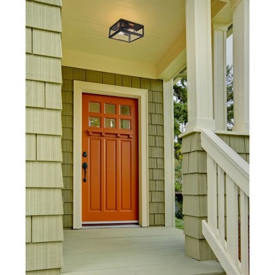 Bronze and Glass 2-Light Flush Mount Ceiling Fixture