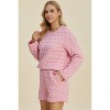 I am a Fashion junky Double Take Full Size Texture Round Neck Long Sleeve Top and Shorts Set - 3 of 4