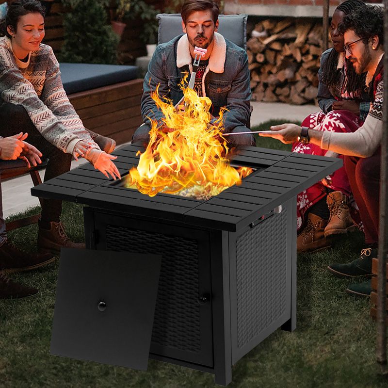 SKONYON 28" Propane Fire Pit Table Patio Square Gas Fireplace 50,000 BTU with Cover for Outdoor Use, 2 of 9