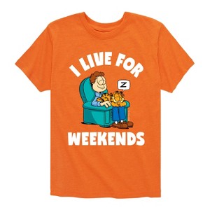 Boys' - Garfield - I Live For Weekends Short Sleeve Graphic T-Shirt - 1 of 4