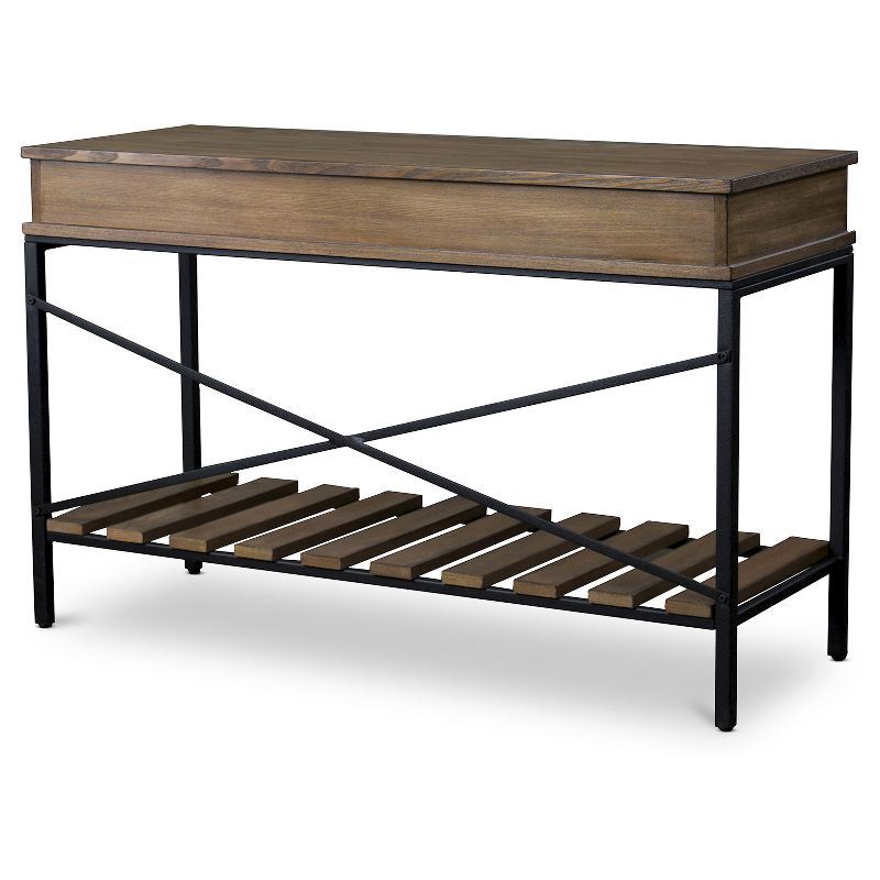 Newcastle Wood and Metal Console Table Criss-Cross - Baxton Studio, 1 of 6