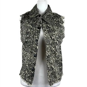 Women's Animal Print Distressed Vest - English Rose - 1 of 4