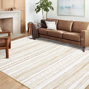 Large Washable Area Rug, Grey Ultra-Soft Low Pile Vintage Distressed Carpet, Non-Slip Foldable Indoor Rug for Living Room Bedroom Dining - 1 of 4