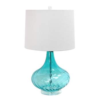 Glass Table Lamp with Fabric Shade Blue - Elegant Designs