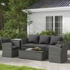 ELJGET Patio Furniture Set, 5 PCS Wicker Outdoor Conversation Set with 2 Coffee Tables for Backyard, Poolside, Garden - 2 of 4