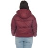 Plus Size Full Front Zip Hooded Bomber Puffer Coat  - White Mark - 3 of 4