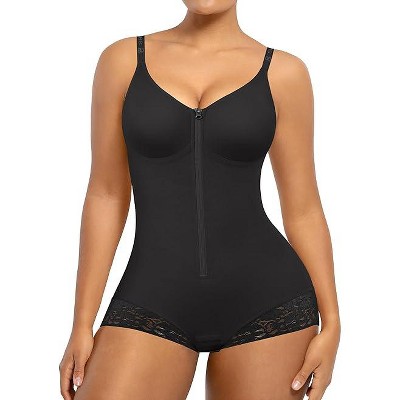 SHAPELLX Shapewear for Women Tummy Control Half Body Shaper Snatched Zipper Butt Lifting Faja Colombiana Bodysuits for Women—Black 38