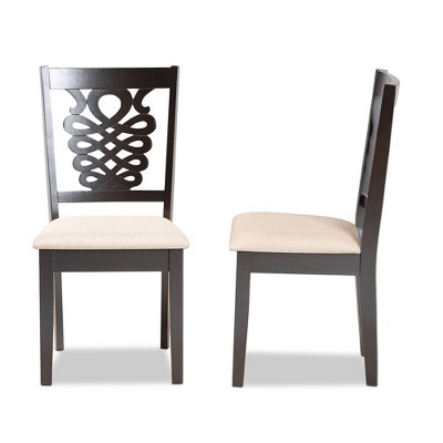 Gervais Dark Brown Wood and Cane Side Chair with Intricate Back
