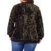 Agnes Orinda Women's Plus Size Long Sleeve Front Zip with Pockets Sequin Bomber Jackets - 4 of 4