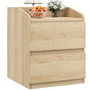 Light/Pastel Brown Nightstand with Drawers Bedside Table White End Table Modern Bed Side Table 2 Drawers Night Stand Drom Side Table Curved with Han - 1 of 4