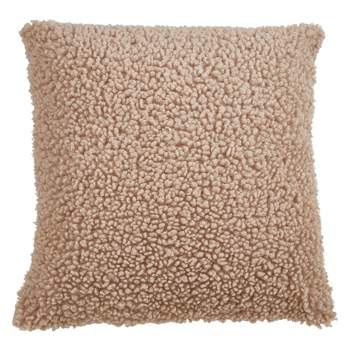 18" Faux Fur Pillow Poly Filled Natural - SARO Lifestyle