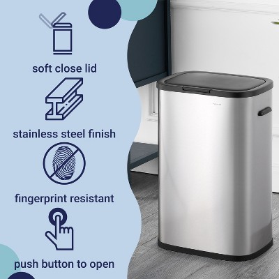 Platinum Silver 14.5-Gallon Fingerprint Resistant Metal Trash Can