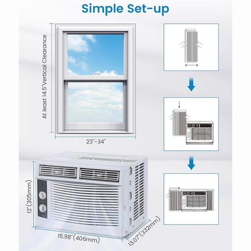 5000 BTU Window Air Conditioner AC Unit W/ Mechanical Controls & Reusable Filter, 2 of 8