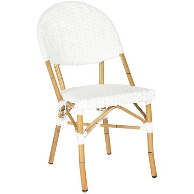 Off-White Faux Bamboo and Wicker Bistro Chair Set