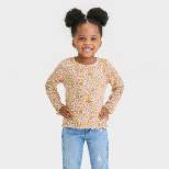 Toddler Girls' Floral Ribbed Long Sleeve T-Shirt - Cat & Jack™ Cream