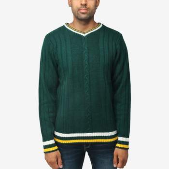X RAY Men's Cable Knit Tipped V-Neck Sweater