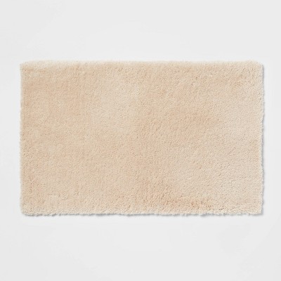 21"x34" Spa Plush Bath Rug Almond - Threshold™: Machine Washable, Tufted Polyester, Latex Backing