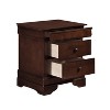 Vynxaria Abbeville Collection Louis Philippe Nightstand, Brown Cherry Finish, 2 Drawers Hidden Jewelry Drawer, Dark Bronze Knobs - 4 of 4