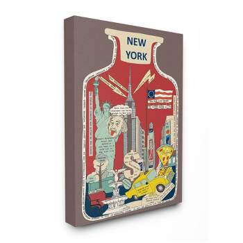 Stupell Industries Vintage City Jar New York City Interesting Fun Facts Gallery Wrapped Canvas Wall Art, 16 x 20