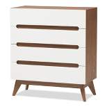 Calypso Mid-Century Modern Wood 4 Drawer Storage Chest Brown - Baxton Studio