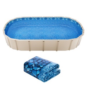 VEVOR 12 x 24 ft Oval Pool Liner, Unibead Above Ground Pool Liners, 52in Wall Height, Durable Standard Gauge Vinyl, Blue - 1 of 4