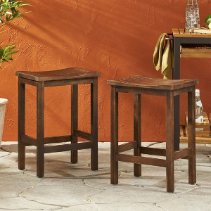 GDF Studio Boucher Outdoor Acacia Wood Counter Stool (Set of 2) - 1 of 4