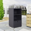 WELLFOR Outdoor PE Wicker Pool Towel Rack Waterproof Storage Organizer with 2 Shelves Dark Brown - 3 of 4