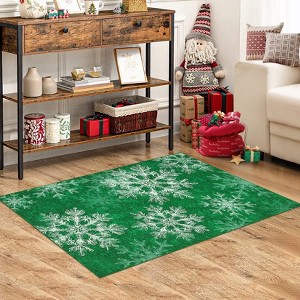 Nasitip Christmas Snowflakes Print Soft Area Rug Non-Slip Washable for Living Room Bedroom Holiday Decor - 1 of 4