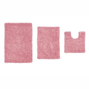 Fantasia Bath Rug Collection Cotton Shaggy Pattern Tufted Set of 3 Bath Rug Set - Home Weavers - 1 of 3