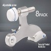 Attop 8-Pack Hinge Pin Door Stops - Adjustable Heavy-Duty Satin Nickel Door Stopper with White Rubber Bumper, Wall Protection Solution - 3 of 4