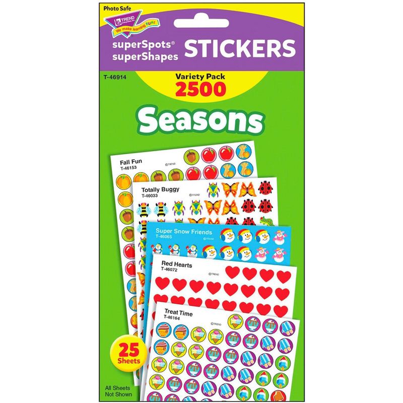 Trend Enterprises Seasons superSpots & superShapes Stickers Variety, Pack of 2500, 3 of 4