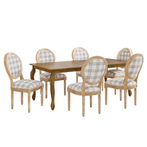 Christopher Knight Home Phinnaeus 7-Piece Dining Set with Extendable Table and Upholstered Chairs - 1 of 4