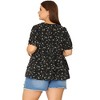 Women's Plus Size 2 Pieces Floral Flare Hem V Neck Short Sleeve Casual Layered Peplum Blouses - Agnes Orinda - 4 of 4