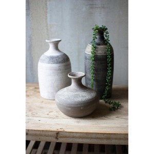 Clay Vessels, Black, Grey & White – Handmade Decorative Collection, Set of Three by Kalalou - 1 of 3