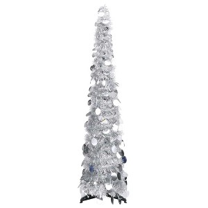 vidaXL Pop-up Artificial Christmas Tree Silver 4 ft PET - 1 of 4