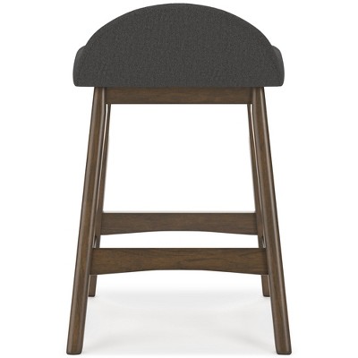 Lyncott Charcoal Gray and Brown Upholstered Counter Height Barstool Set
