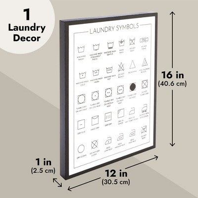 Black and White Framed Laundry Symbols Wall Art