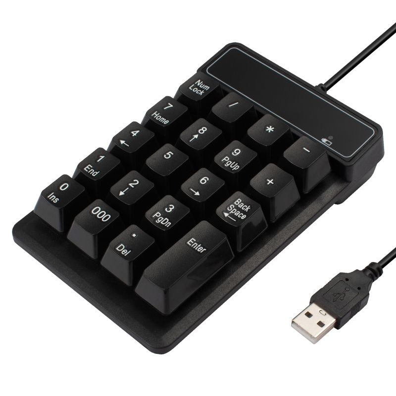 Insten USB Numeric Keypad, Portable Mini Wired Numpad, 19 Keys Accounting Number Keyboard Extension, For Laptop Desktop Computer PC, Black, 1 of 10