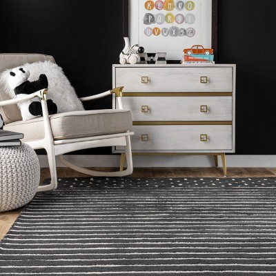 Charcoal Stripe 8' x 10' Hand-Tufted Wool Area Rug