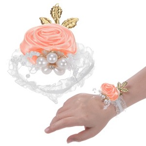 Unique Bargains Wrist Corsage Artificial Flower Elastic Band Fabric Wrist Corsage Bracelet - 1 of 4