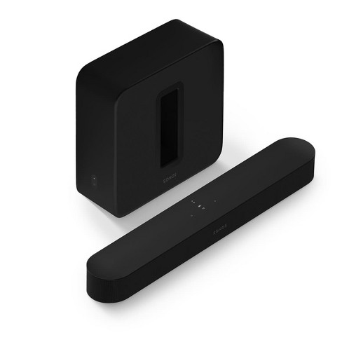 Sonos Premium Entertainment Set With Beam 2, Black) Soundbar And Sub Wireless Subwoofer (gen 3, Black) : Target