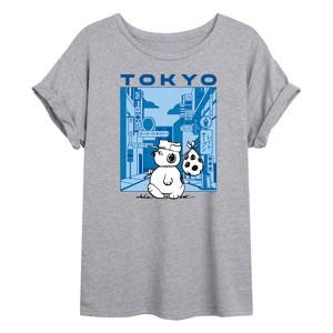 Women's - Peanuts - Olaf Tokyo Street Oversized Graphic T-Shirt - 1 of 4