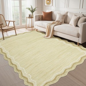 Large Machine Washable Rug Modern Plaid Home Decor 10x13 Stain Resistant Easy To Clean Indoor Carpet Low Pile Soft Touch Folding Floor Cover - 1 of 4