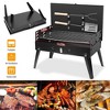FURNIinspire Outdoor Grills, Griddles and Smokers 3 Level Adjustable Outdoor BBQ with Wind Guard Tools for Camping, Picnics, Black, 17.7"*11.02"*3.1" - 4 of 4