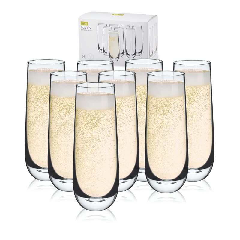 True Stemless Champagne Flutes Glasses, Stemless Mimosa Glasses, Wine Flutes Glass 9oz Set of 8, 1 of 8