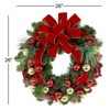 FIONECA Red and Gold Holiday Wreath with Ornaments and Pine Cones - 4 of 4