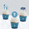 Big Dot of Happiness Blue Elegant Cross - Cupcake Decoration - Boy Religious Party Cupcake Wrappers and Treat Picks Kit - Set of 24 - 3 of 4